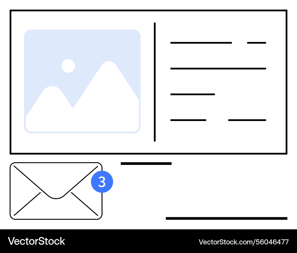 Email notification with message preview and image Email notification with message preview and image vector image