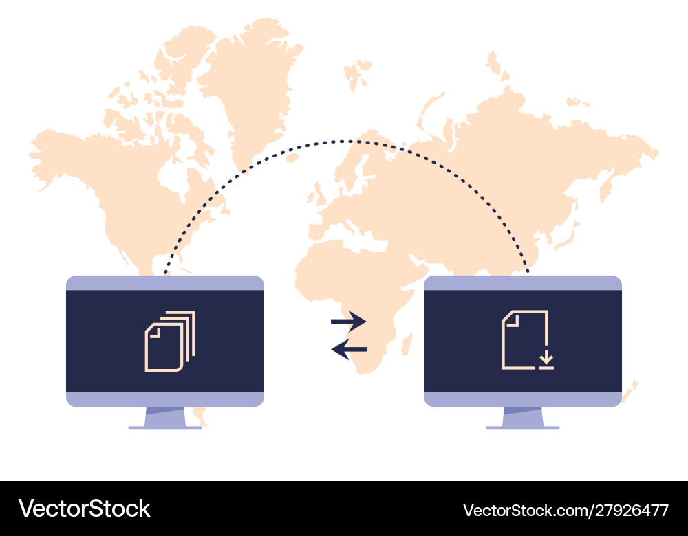 File transfer concept two computers transferred File transfer concept two computers transferred vector image