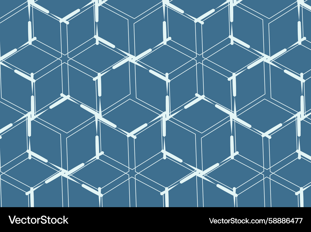 Linear 3d minimal cubes seamless pattern Vector Image