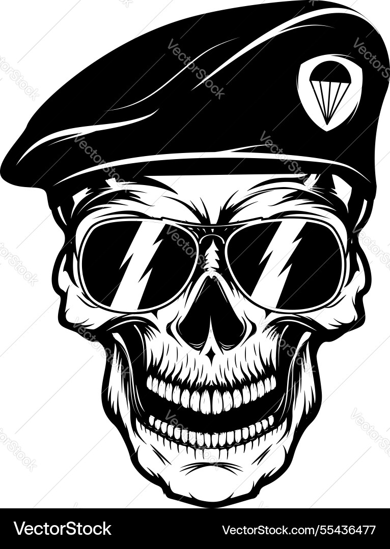 Militärschädel Totenschädel in Paratrooper Beret Militärschädel Totenschädel in Paratrooper Beret vektorbild