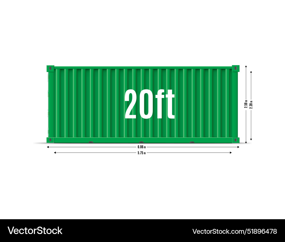 Cargo ship container mockup with dimensions Vector Image