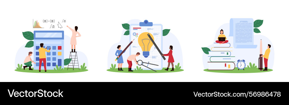 Creative idea calculation copywriting set tiny Creative idea calculation copywriting set tiny Vector Image
