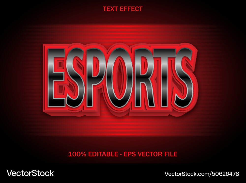 Esports editable text effect 3d emboss style Vector Image