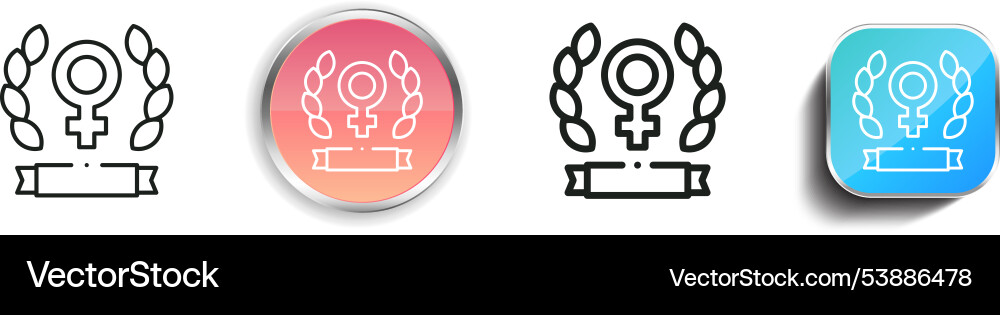 Female symbol icon thin linear regular and button Vector Image