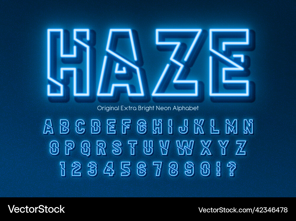 Neon light 3d alphabet retro-futuristic origainal Neon light 3d alphabet retro-futuristic origainal vector image