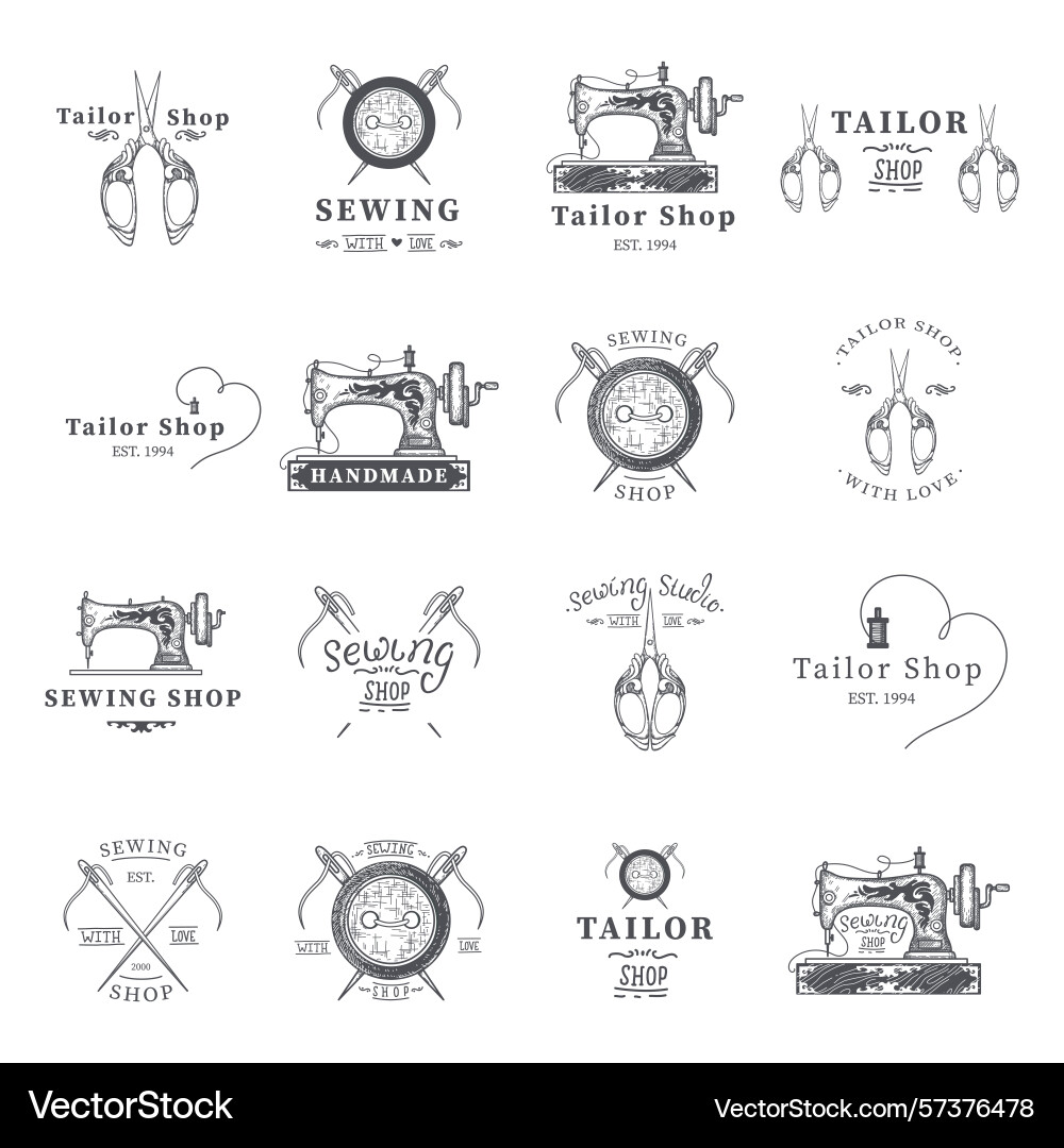 Set of tailor labels emblems and design elements Set of tailor labels emblems and design elements vector image