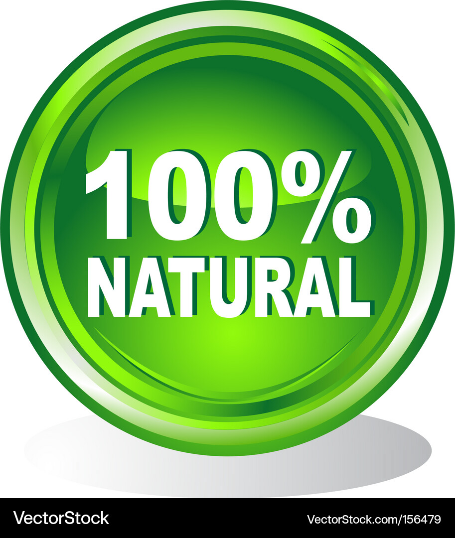 100 Percent Natural Button Symbol Vector Image