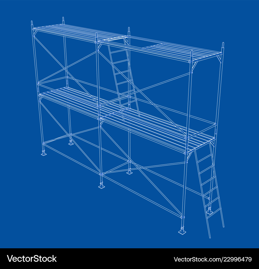 3d outline scaffold rendering of Vector Image