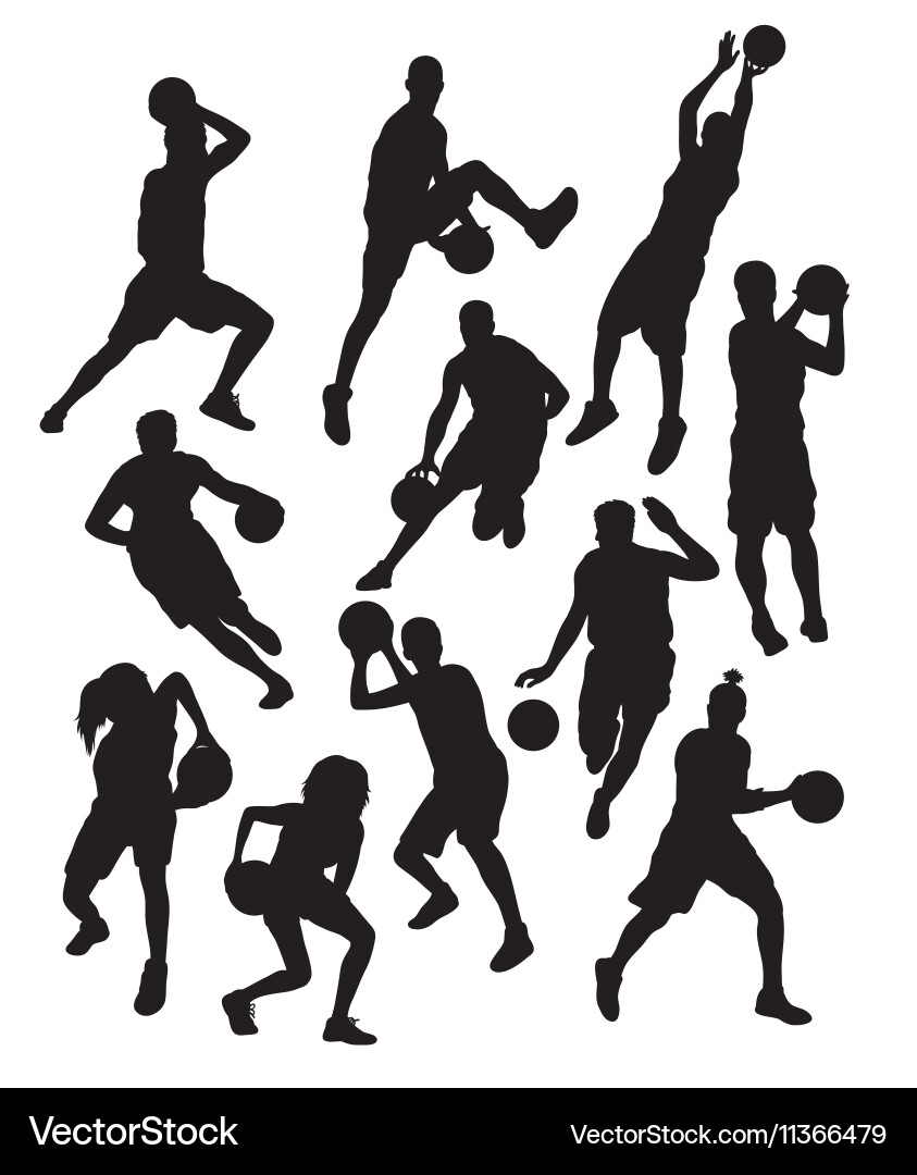 Basketball Silhouettes - Sport Action Vector Image