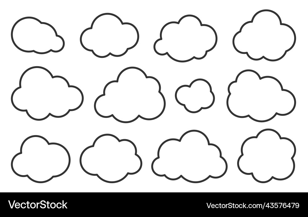 Cloud line icon set weather database network sign Cloud line icon set weather database network sign vector image
