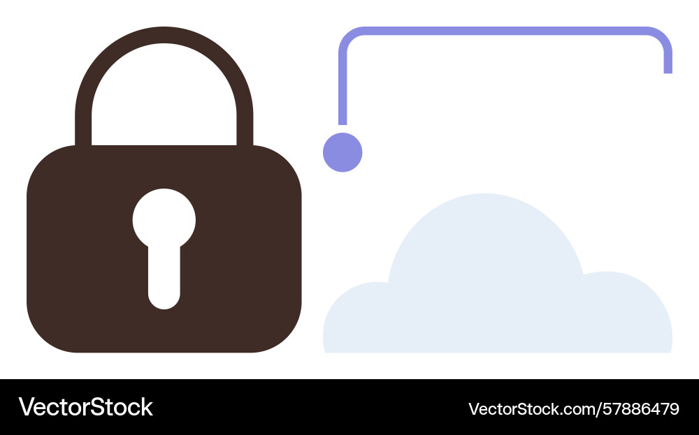 Cloud security concept with lock and network Vector Image