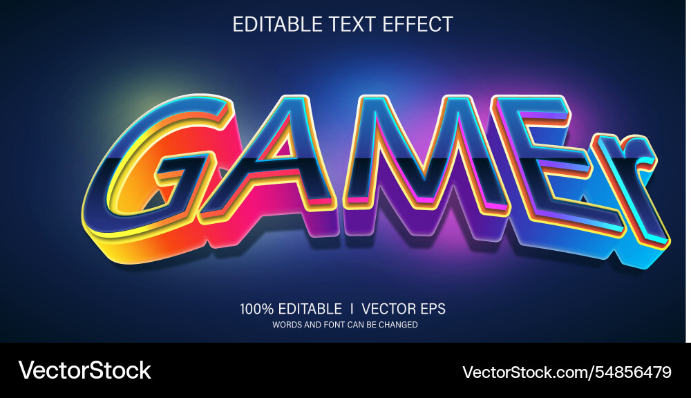 Gamer 3d text effect with modern style design Gamer 3d text effect with modern style design vector image
