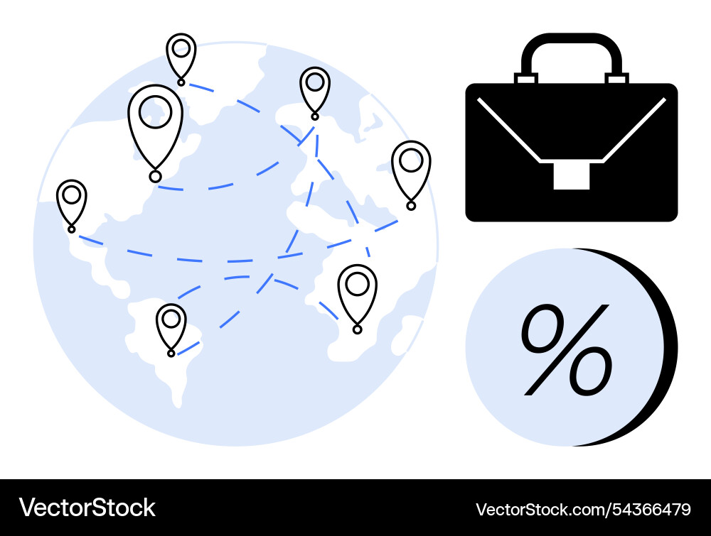 Global connections with map briefcase location Global connections with map briefcase location vector image