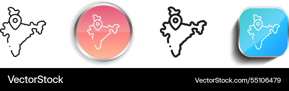 India icon thin linear regular and button style India icon thin linear regular and button style vector image