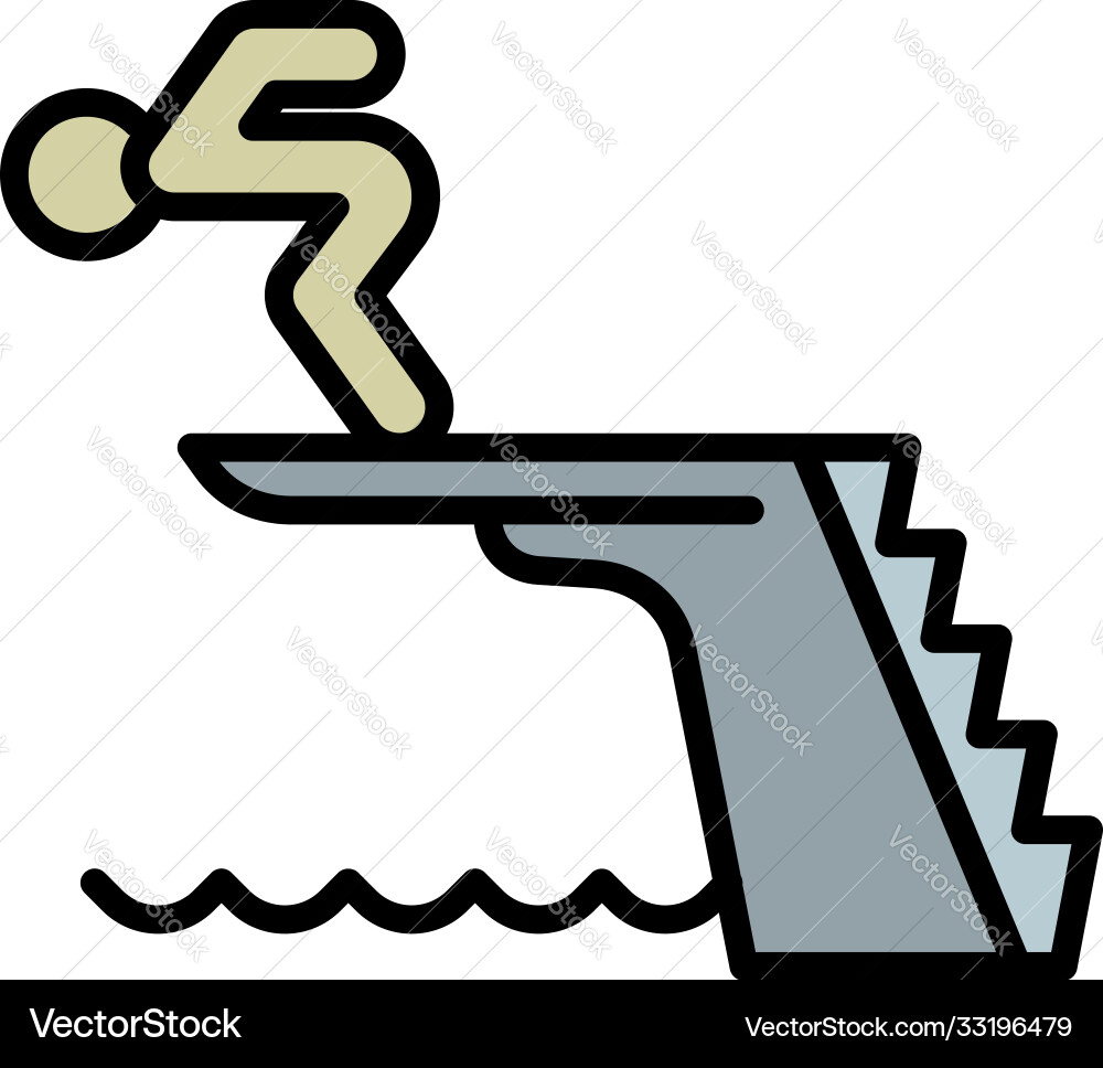 Man jump in pool icon outline style Man jump in pool icon outline style Vector Image