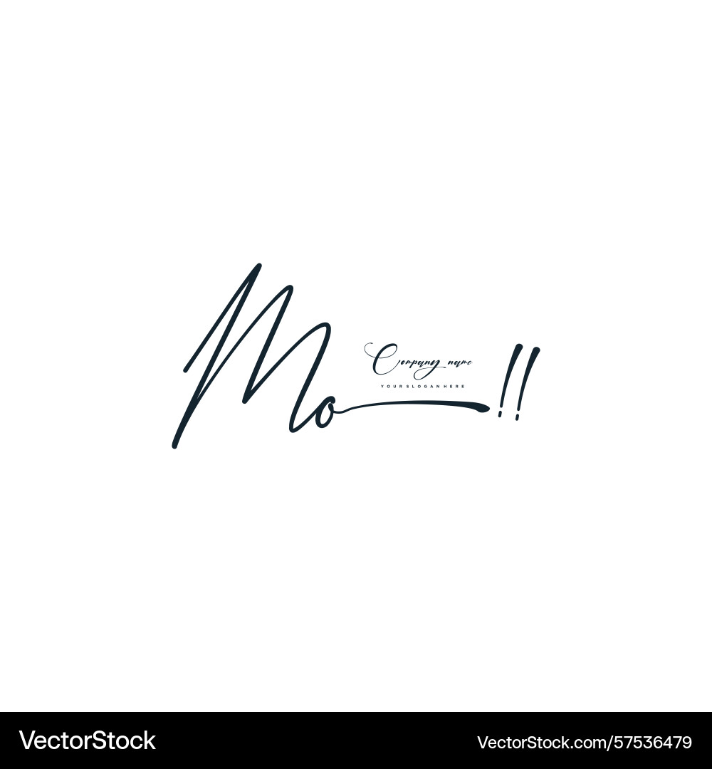 Minimal signature logo design with mo initials Vector Image