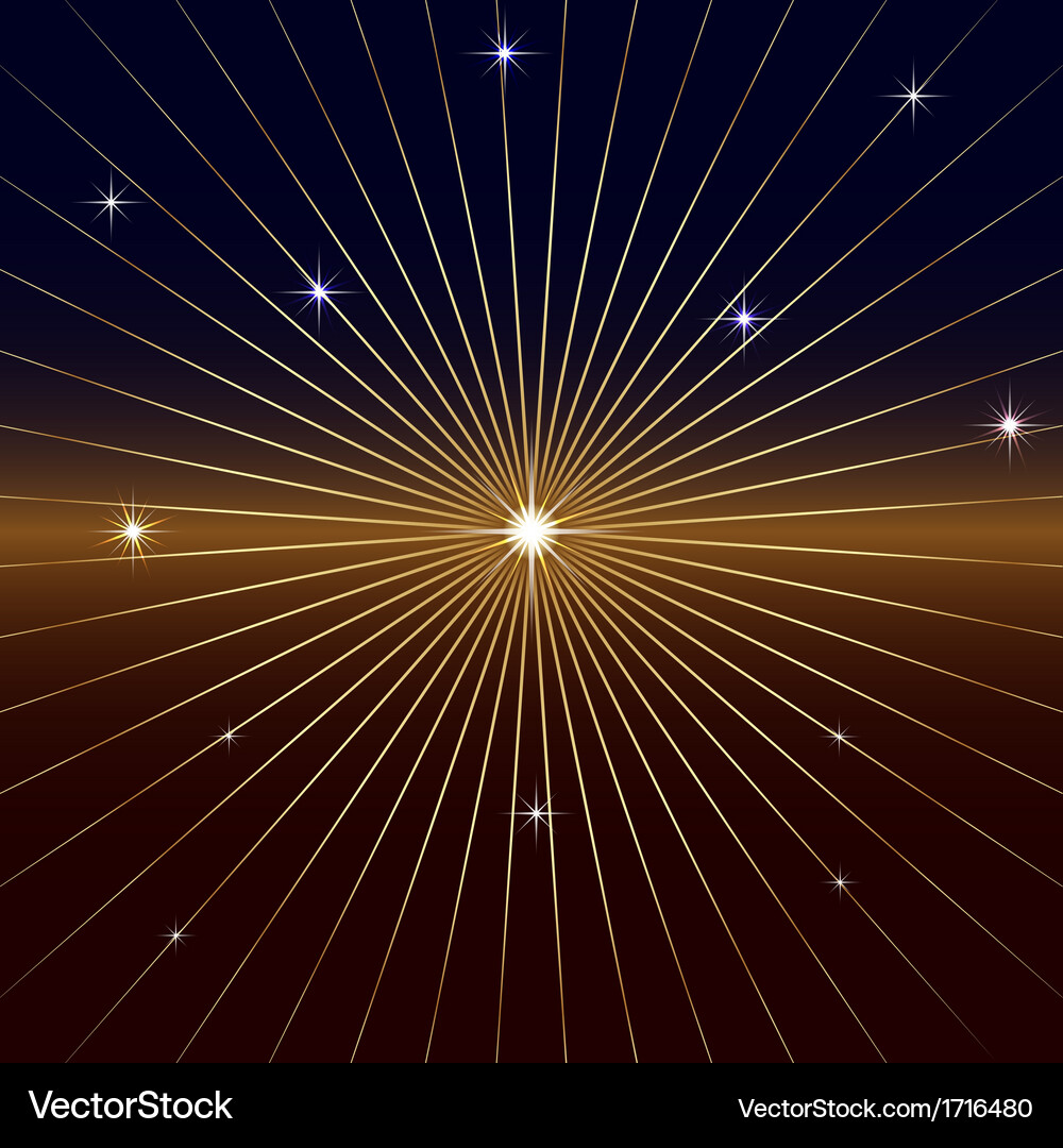 Dark background with star and rays Vector Image