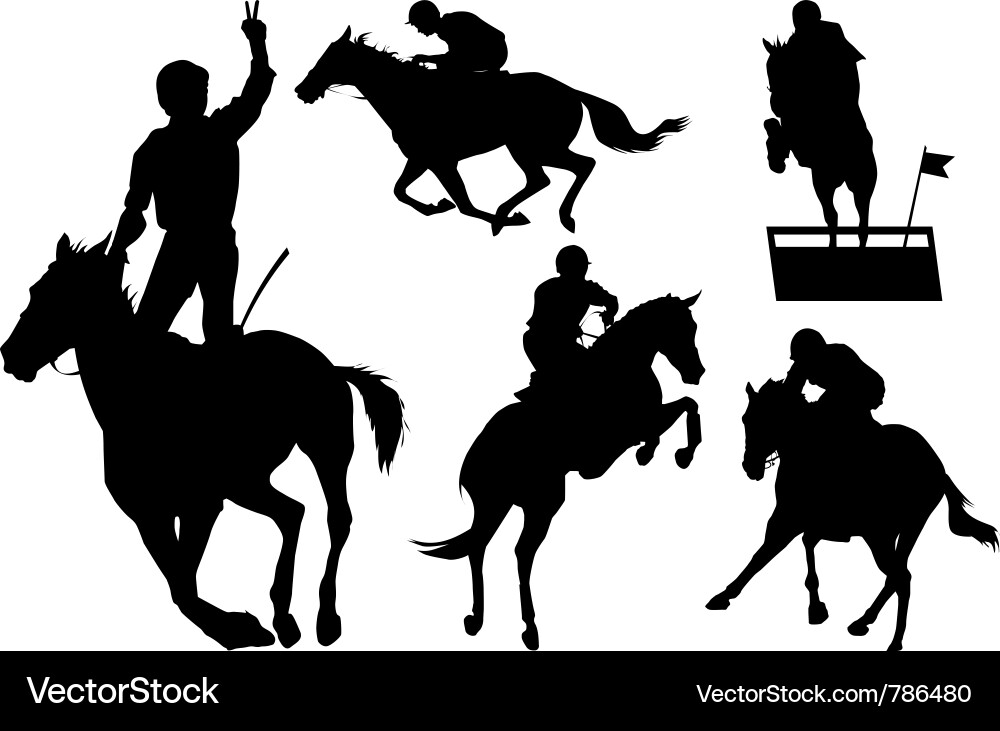 Horse Race Silhouette vector image