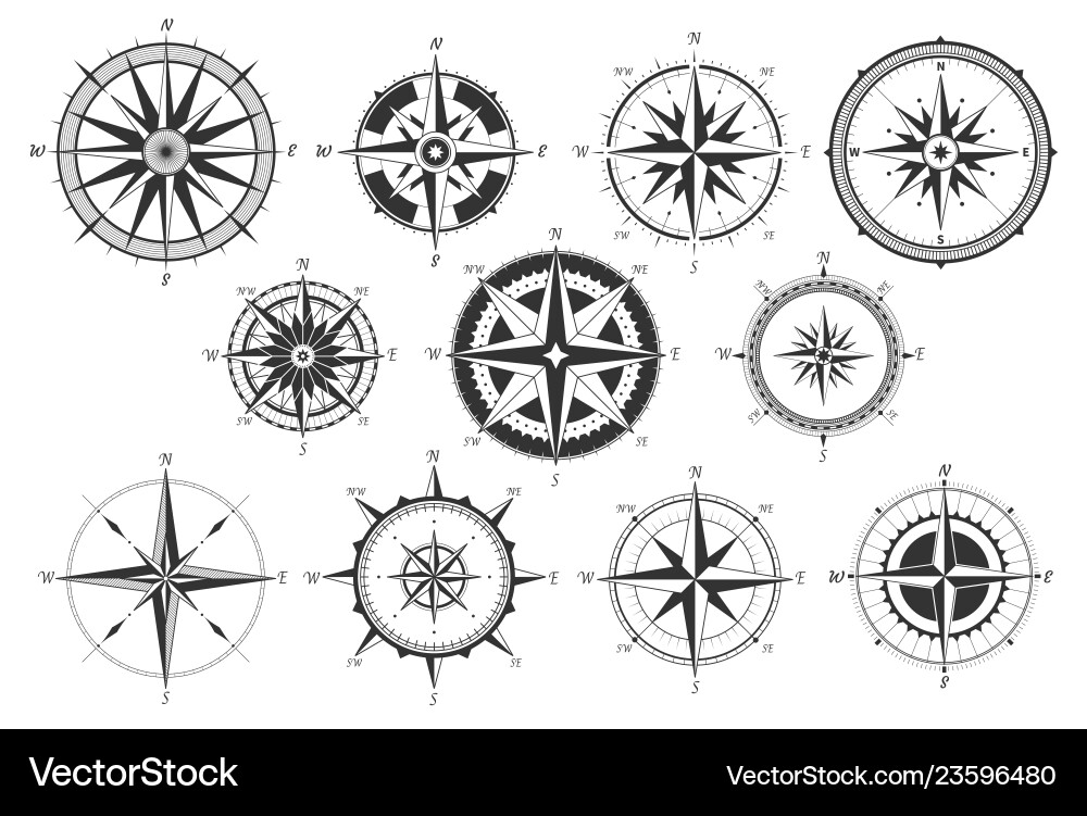 Vintage compass nautical map directions vector image