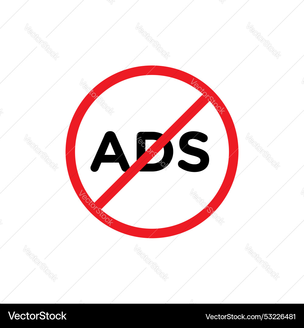 Ad blocker icon set ban and stop add symbol Vector Image