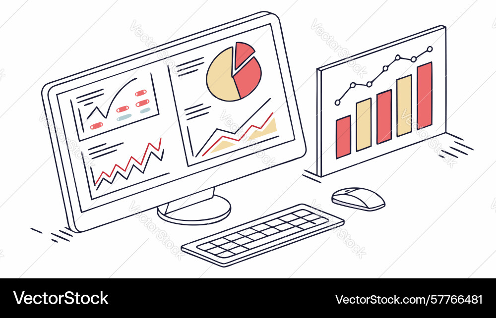 Business analytics and data visualization desktop vector image