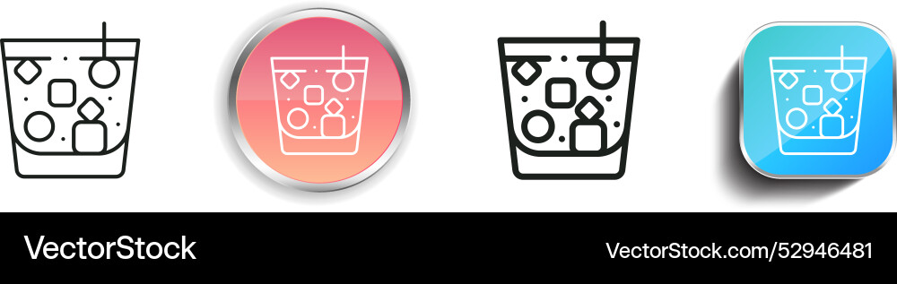 Cocktail icon thin linear regular and button Cocktail icon thin linear regular and button vector image