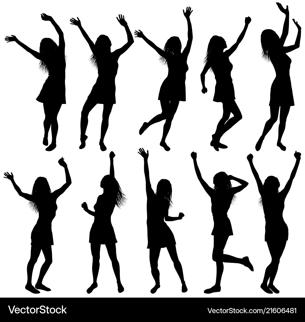 Dancing Women Silhouettes Vector Image