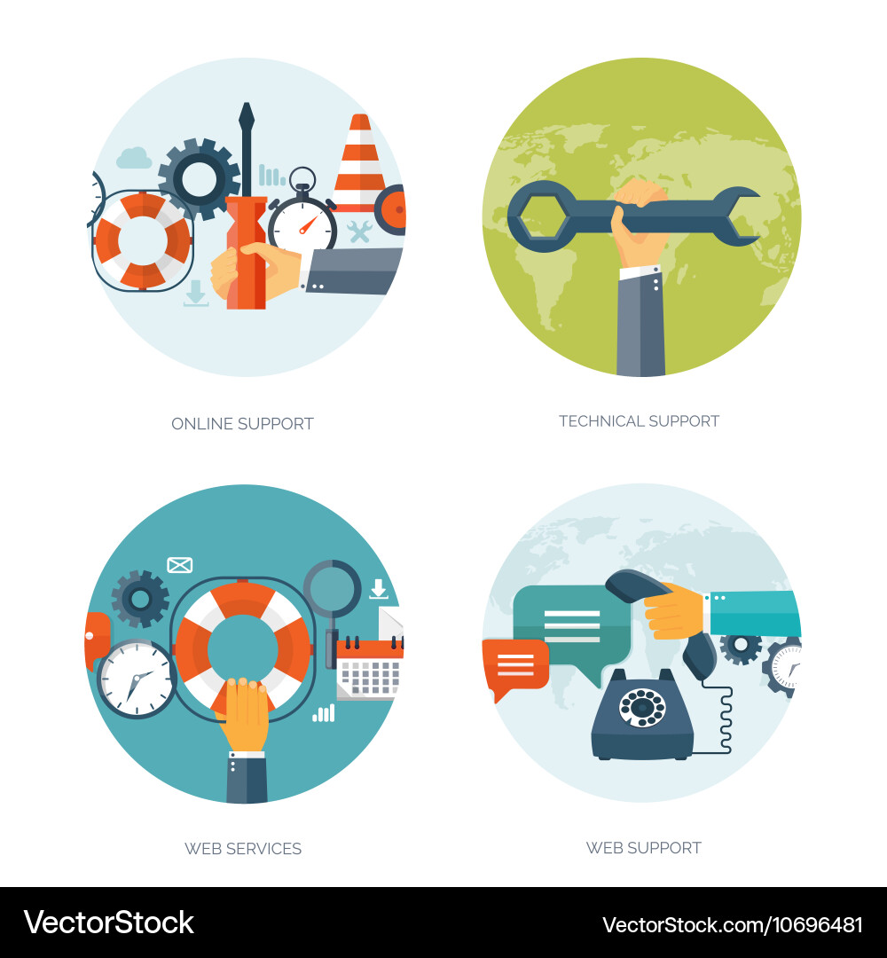 Flat background web service vector image