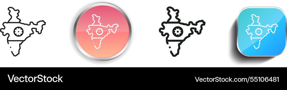India icon thin linear regular and button style India icon thin linear regular and button style vector image