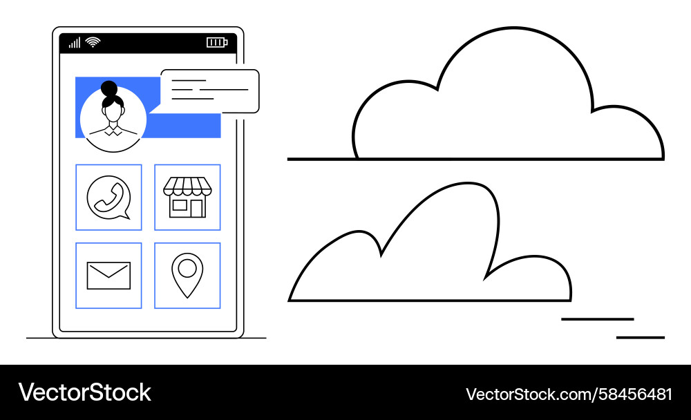 Mobile App Cloud Interface Vector Image