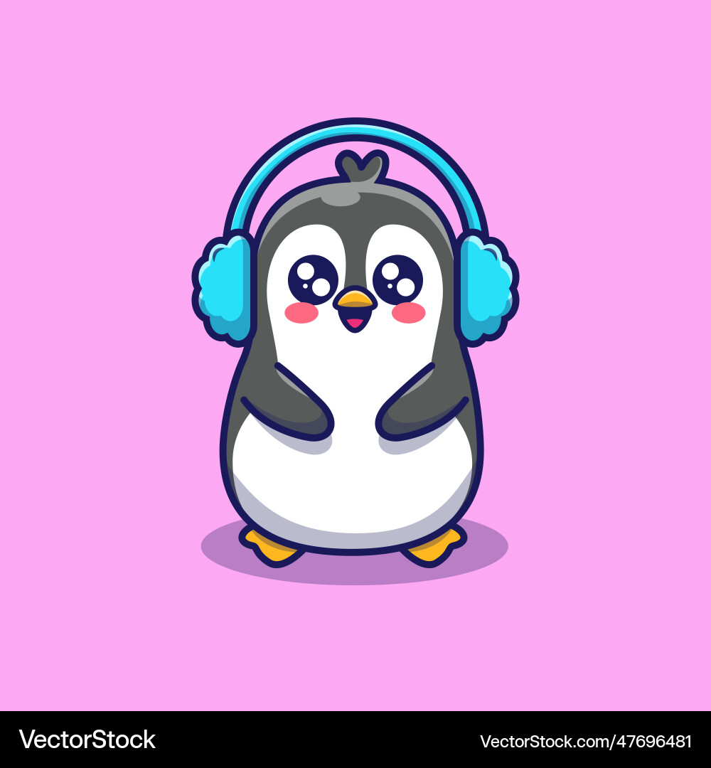 Niedlicher Pinguin tragen Ohrmuschel Cartoon Niedlicher Pinguin tragen Ohrmuschel Cartoon vektorbild