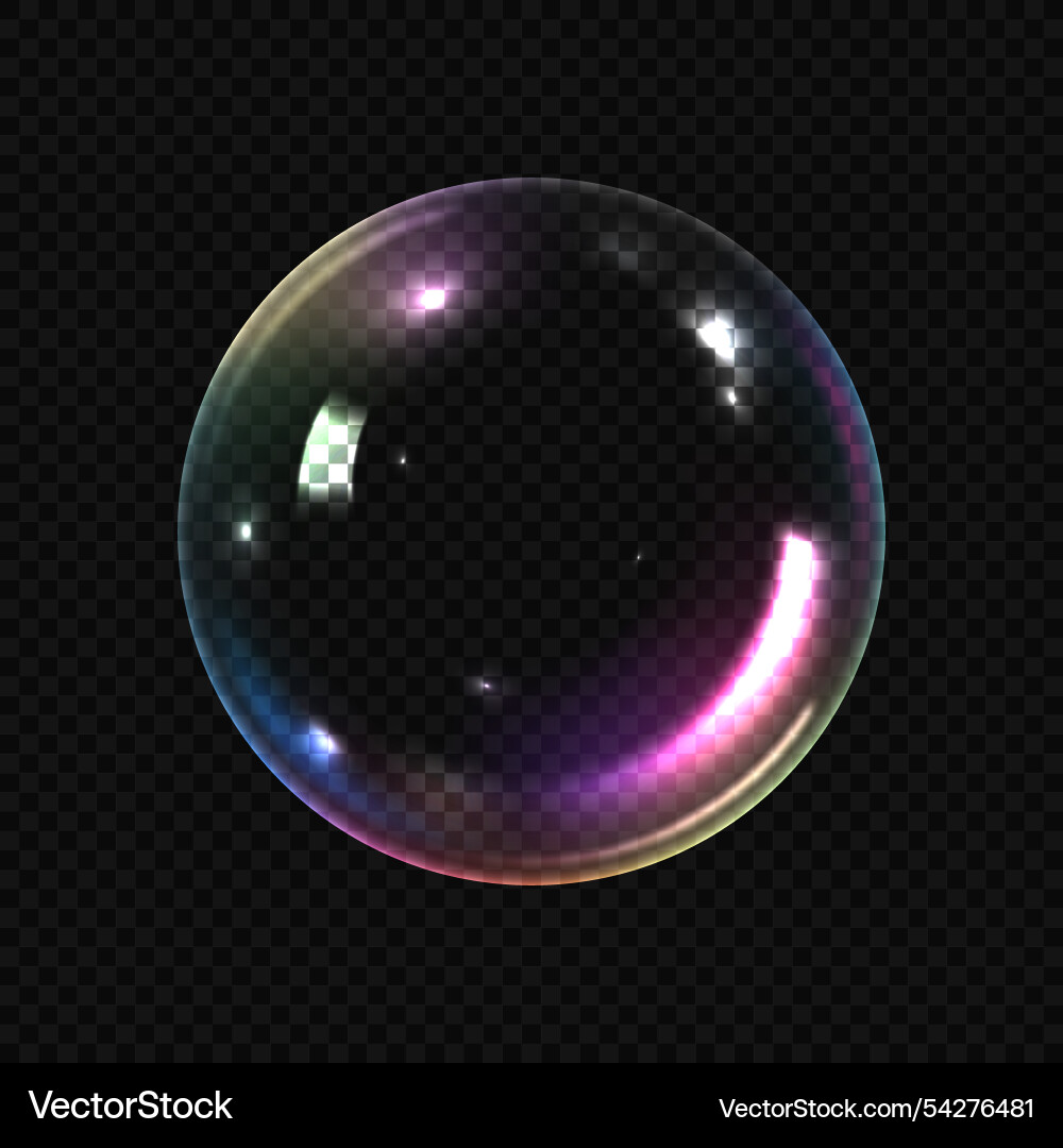 Realistic Soap Bubble with Holographic Effect Vector Image