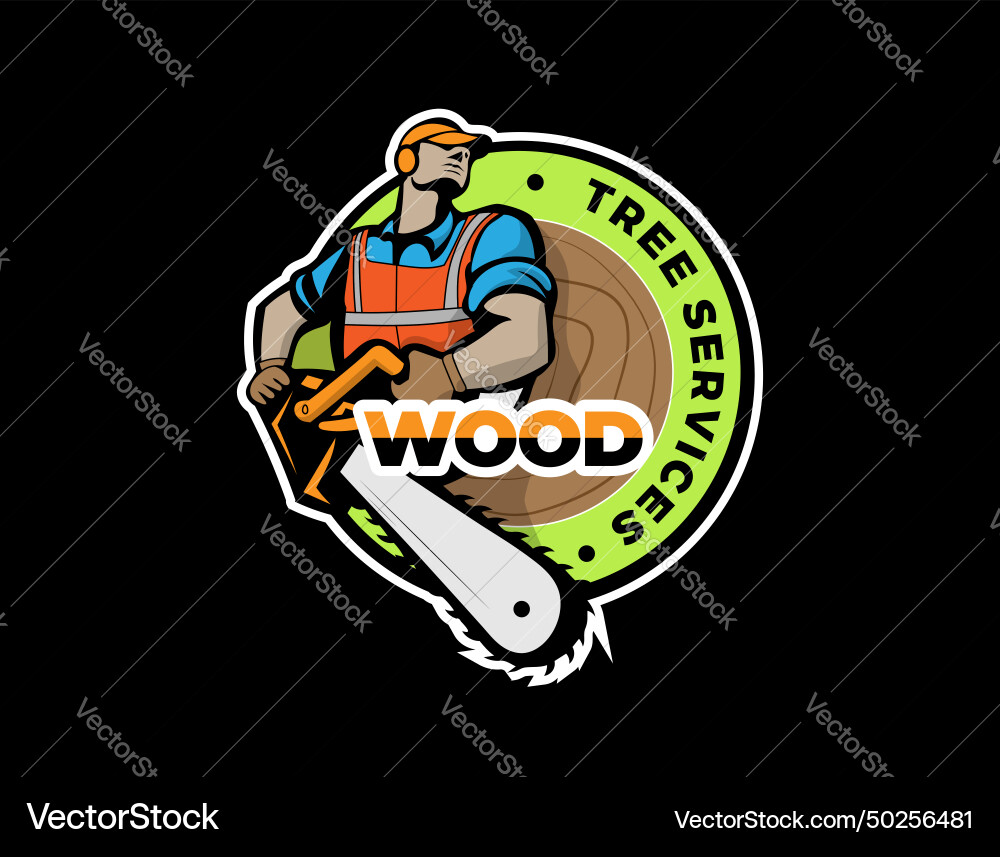 Tree Service Logo - Woodworker Style Vector Image
