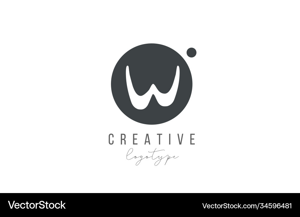 W alphabet letter logo icon in black and white Vector Image