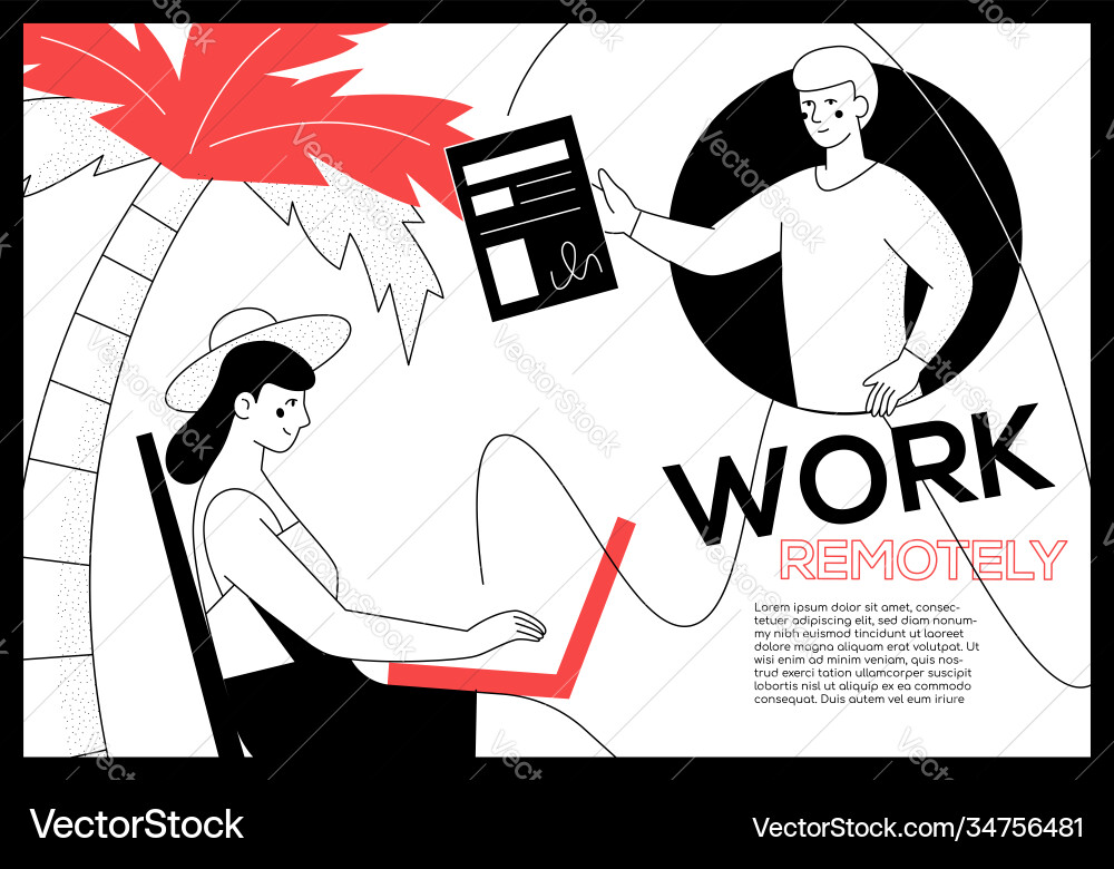 Work remotely - modern flat design style web Work remotely - modern flat design style web vector image