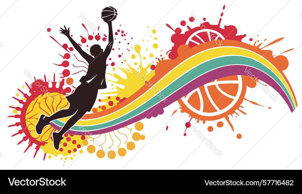 Basketball player with dynamic swirls design Vector Image
