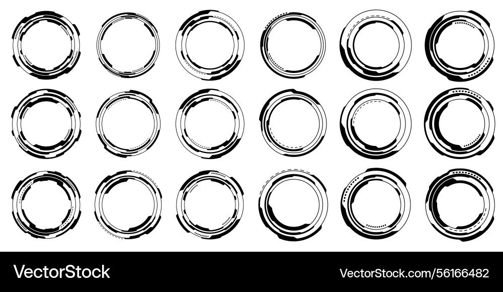 Set of sci fi black circle user interface Set of sci fi black circle user interface vector image