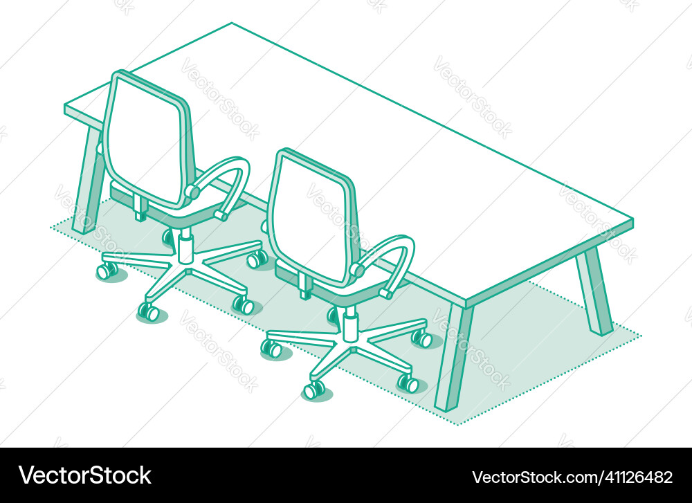 Two isometric office chairs on wheels and modern Two isometric office chairs on wheels and modern vector image