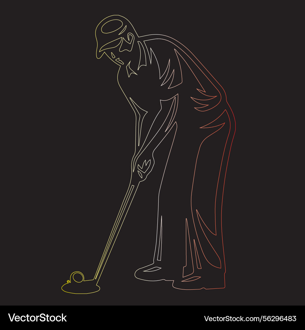Golfer in Action Pose Vector Image