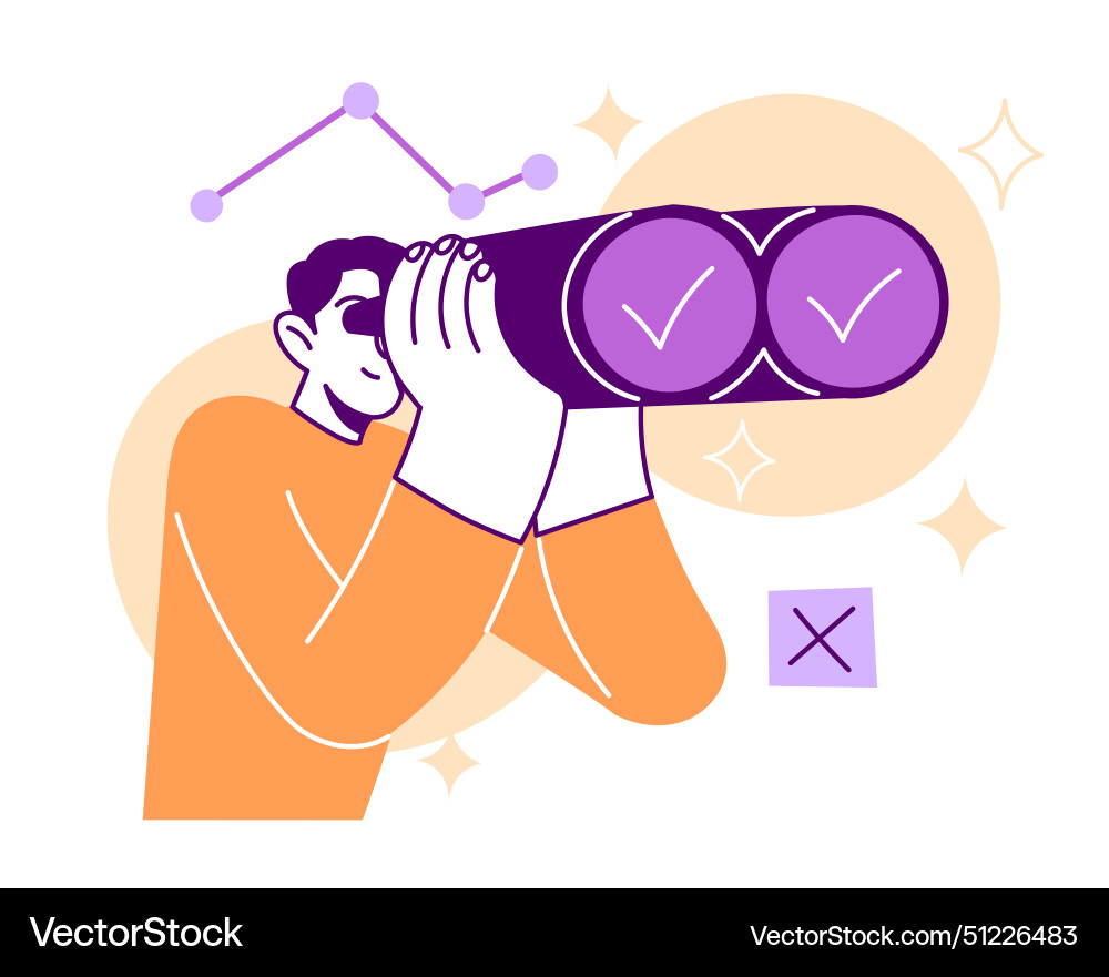 Man Using Binoculars for Observation vector image