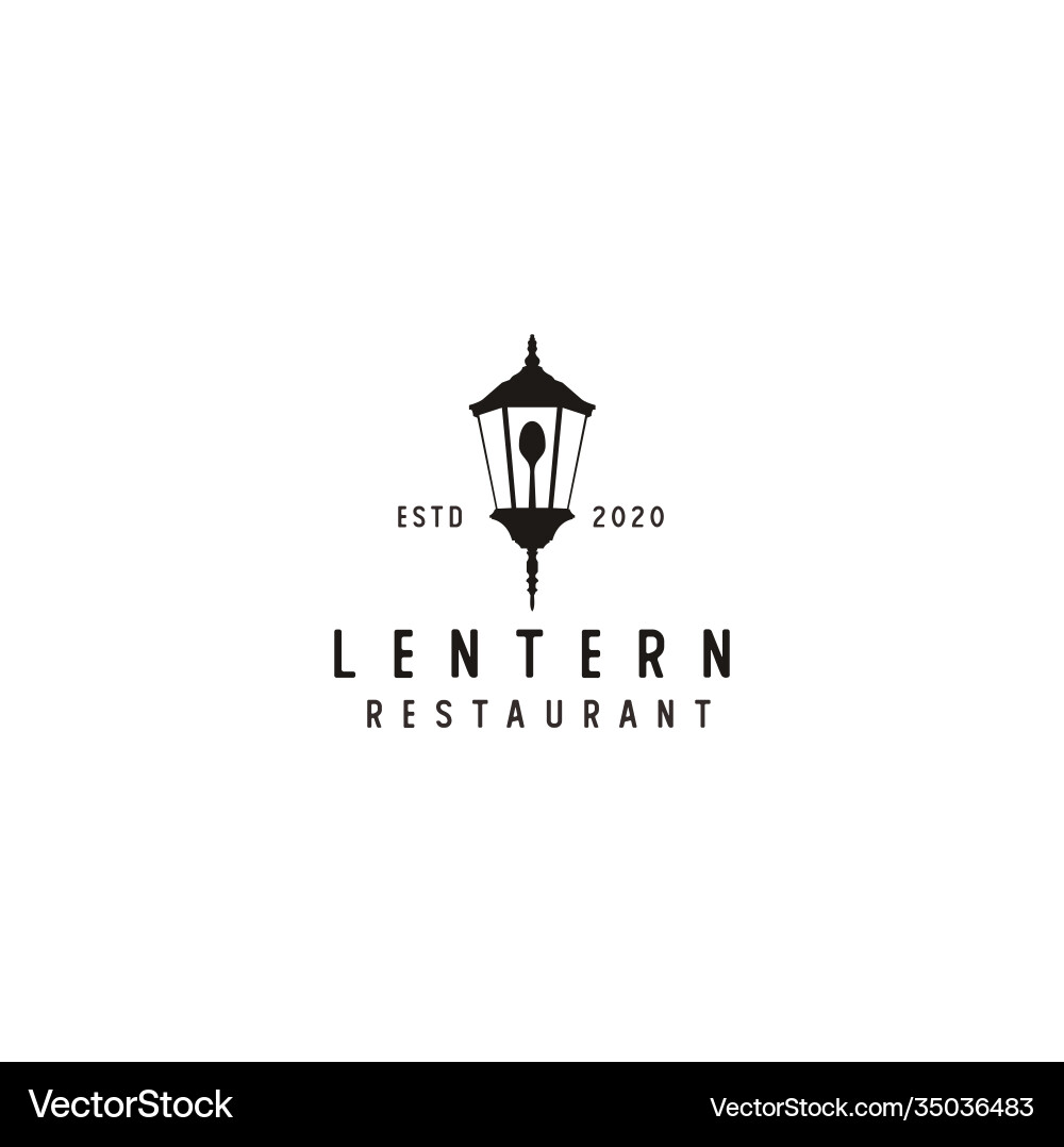 Old lantern with spoon for restaurant vintage Old lantern with spoon for restaurant vintage vector image