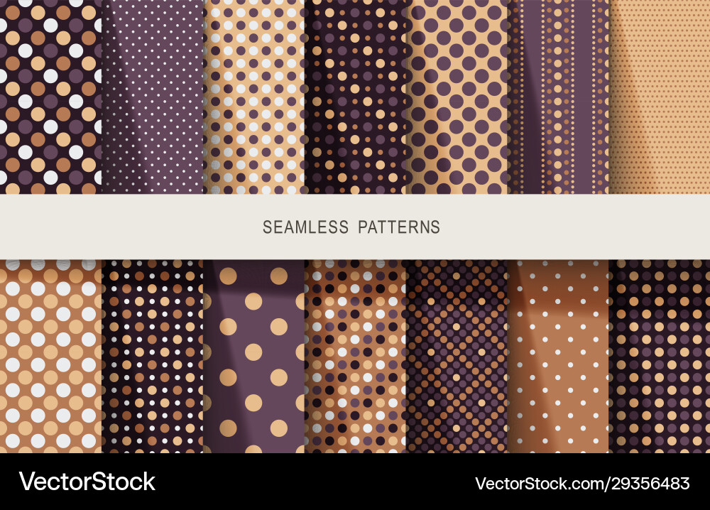 Seamless patterns polka dots set Vector Image