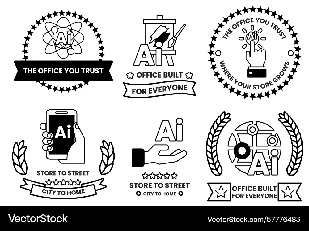 Set of in the concept artificial intelligence Set of in the concept artificial intelligence Vector Image