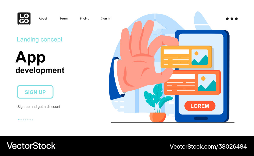 App development web concept developer creates App development web concept developer creates vector image