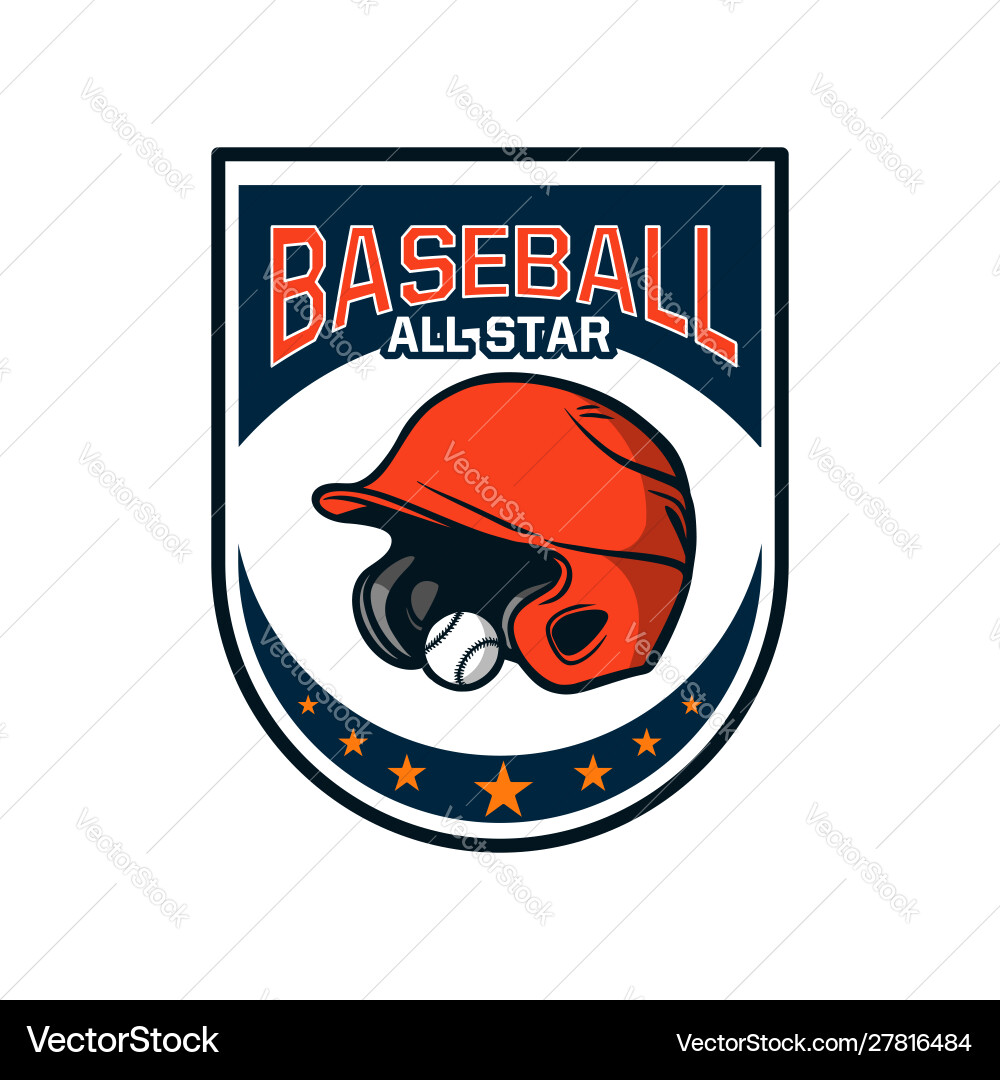 Baseball All Star Badge Logo Vector Image