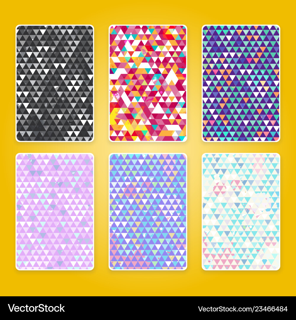 Bright triangle pattern set with grunge efect Bright triangle pattern set with grunge efect vector image