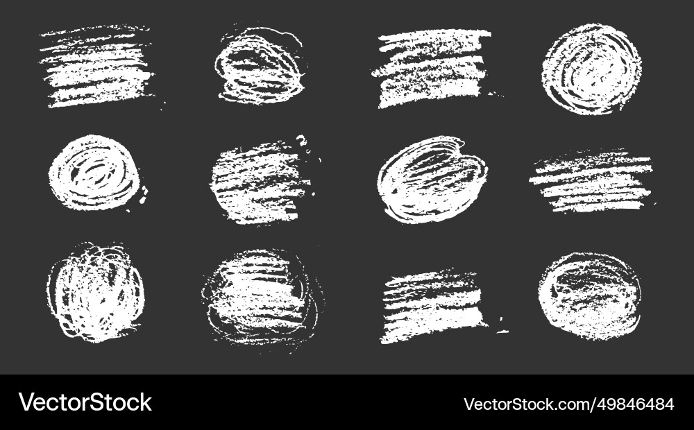 Chalk texture stain set hand drawn vector image