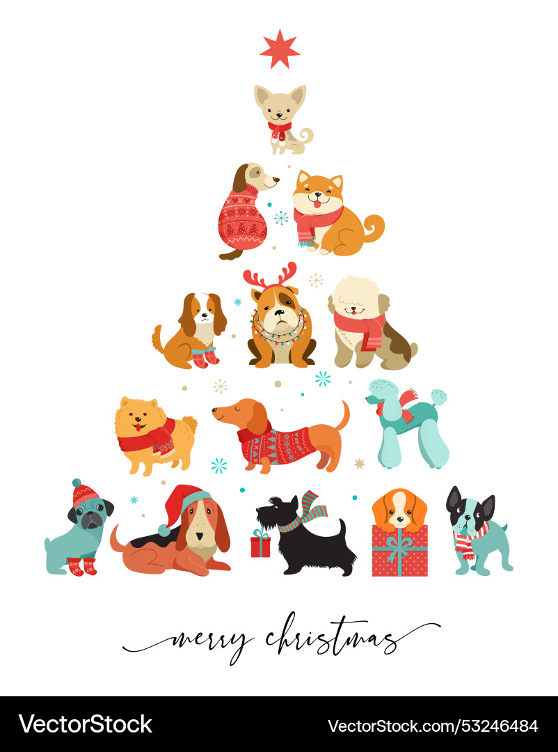 Collection of christmas dogs merry Collection of christmas dogs merry vector image