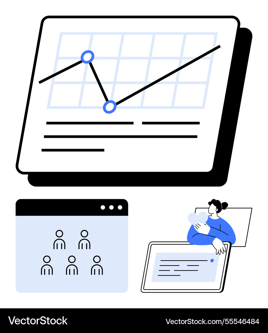 Data analysis with graphs virtual team Data analysis with graphs virtual team vector image