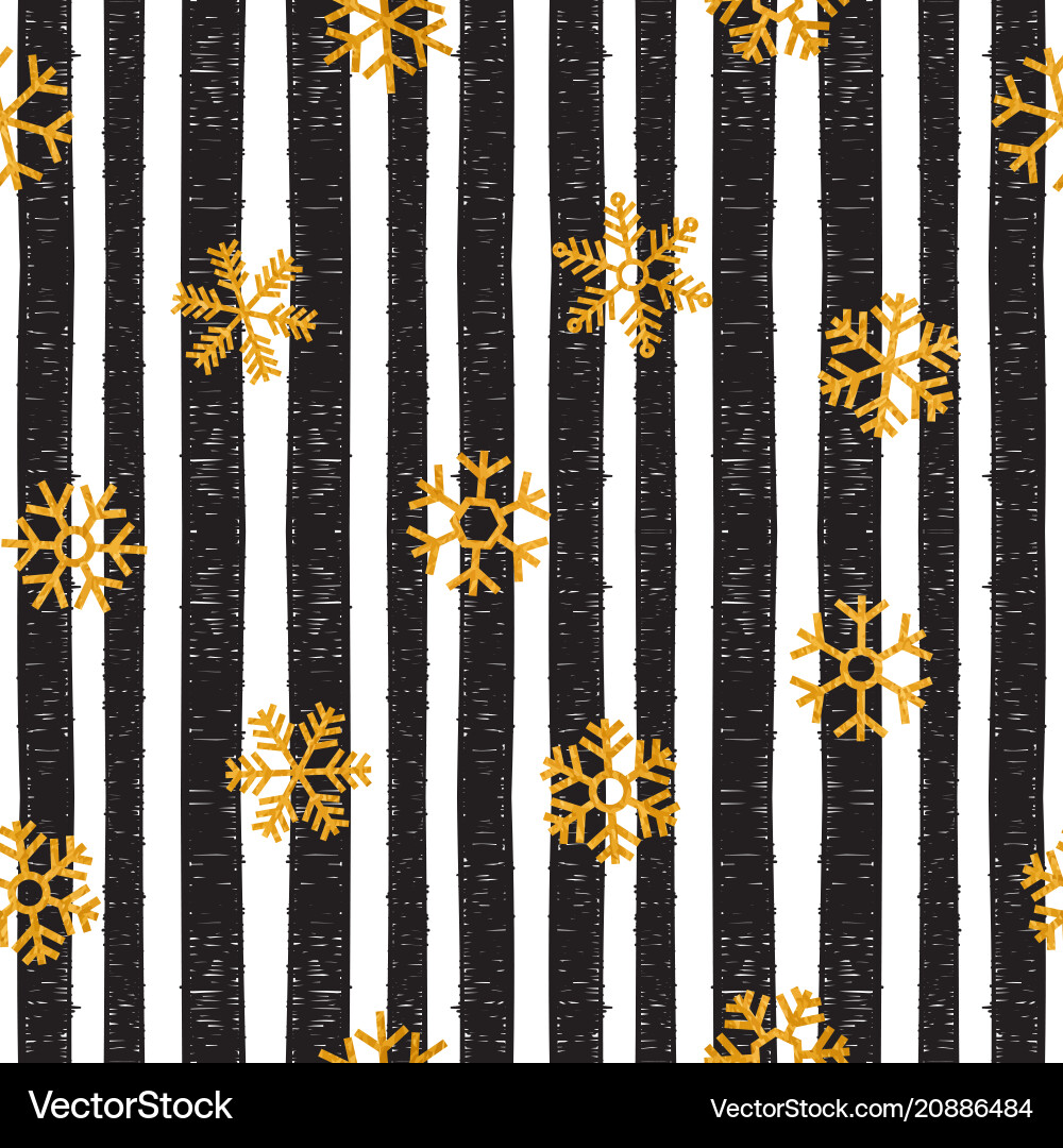 Gold Snowflake Striped Pattern Vector Image